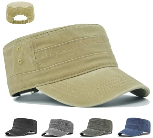 XingRuize Klassische Army Cap, Unisex Army Cap, Vintage Washed Modische Militärmütze, Einfarbig, Einheitsgröße, für Herren Damen
