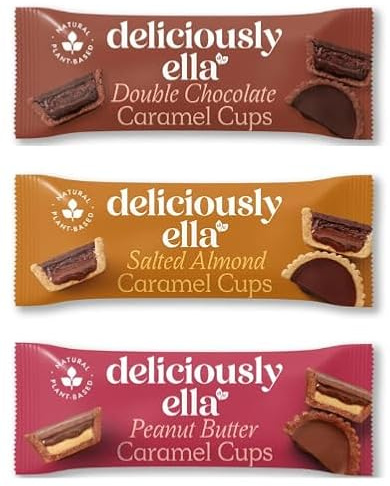 Deliciously ella Caramel Cups, Plant-Based, Double Chocolate, Salted Almond & Peanut Butter Variety