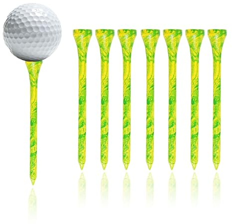 LONGHAO 8 tee da golf dipinti in bambù, 83 mm, rosa-viola con colori vivaci, accessori da golf da donna, allenamento per giocatori di golf, sostenibili (8, verde, 83 mm)