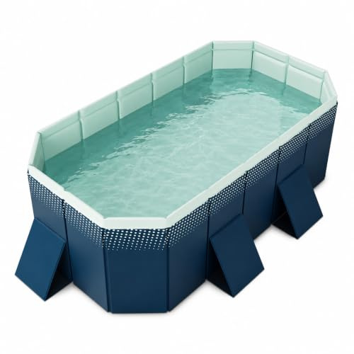 Piscina Plegable Familiar, Piscina Rectangular No Hinchable Exterior | Piscina Grande Portátil con Paredes Resistentes para Jardín y Verano(180cm/70.8in)