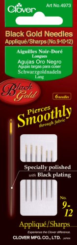 Clover Black Gold Applique/Sharps Needles - Size 9/12 6 Per Package (Pack Of 3)