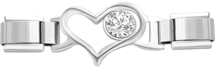Quiges Breloque en forme de cœur en acier inoxydable 9 mm pour bracelets de style italien