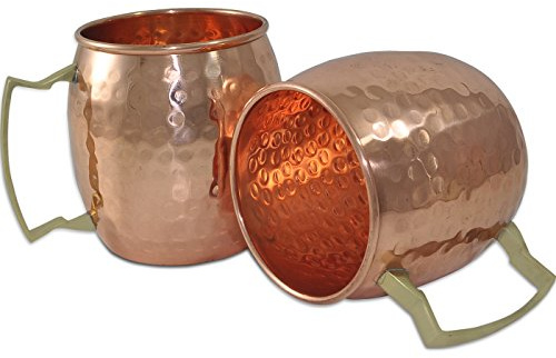DakshCraft ® Handgemachte Reine Kupfer gehämmert Moscow Mule-Becher, Set mit 2 Tassen