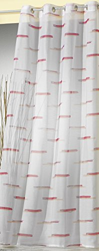 heimtexland Gardine moderner Ösenschal HxB 245x140 cm auf weichfliesendem Batist - schöner Fall - natürlich matt mit tollen Farbakzenten in pink Typ196