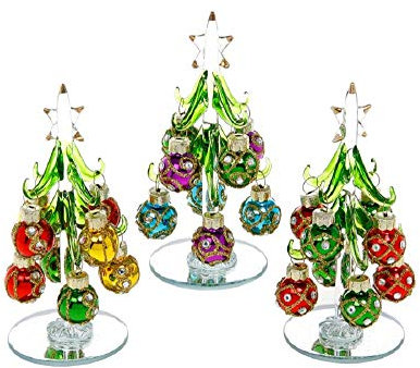 Beautiful, small, glass Christmas tree, decorated with coloured, glittered baubles. An ideal, fun, or decoration for the home, or desk top 2560 by Joe Davies