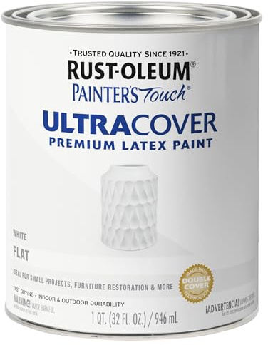 Rust-Oleum 1990502 Painter's Touch Latex Paint, Quart, Flat White 32 Fl Oz (Pack of 1)