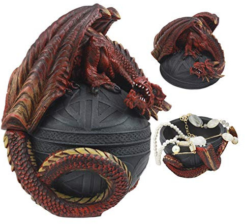 Schmuckkästchen, keltischer roter Feuerdrache, bewachend, zeitlos, Schmuckkästchen, Figur, Andenken, Dekor