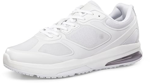 Shoes for Crews Evolution II, Zapatos de Trabajo Hombre con Suela Antideslizante y Protección contra Tropiezos, Zapatos Ligeros y Repelente al Agua, Blancos