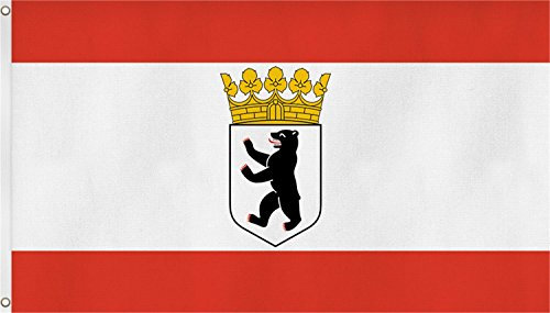 normani Bundesland Fahne, Grösse: ca. 90x150 cm, Ordentliche Qualität - Keine hauchdünne Ware - Stoffgewicht ca. 90 gr/m2, Reissfest, für Aussenbereich geeignet Farbe Berlin