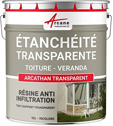Étanchéité Transparente Véranda, Tuile, Verre, Polycarbonate 10 L | Résine Étanchéité Transparente, Toitures, Verre, Polycarbonate, Ne Jaunit Pas, Laisse Respirer, Répare - Arcane Industries
