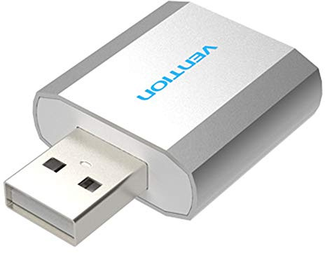 Adaptador de tarjeta de sonido USB macho A para micrófono y auriculares - Plata - Vention