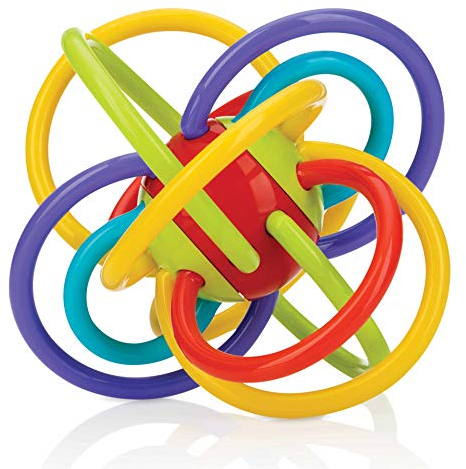 Nuby - Lots A Loops- Spielzeug Viele Bunte Schleifen- Rasselbeißring- 6M+, mehrfarbig
