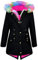 A2Z 4 Kids Faux Fur Lined Parka Hooded Jacket Girls Rainbow Faux Fur - Parka Jacket Rainbow Fur Black 6-7