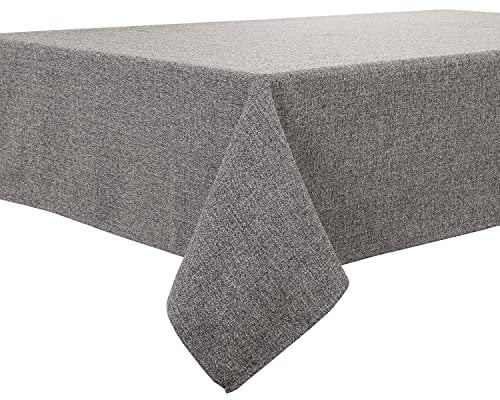 BALCONY & FALCON Rectangle Tablecloth, Wrinkle Resistant and Water Proof Table cloth, Decorative Linen Fabric Tablecloths for Dining, Parties, Kitchen, Wedding and Outdoor Use (Dark Grey, 145x215cm)