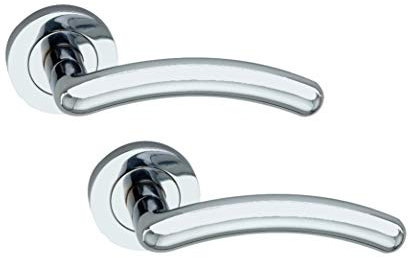 Infinity Decor Internal Arched T-Bar Chrome Lever On Rose Door Handle Set New!