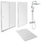 Jacob Delafon Receveur Douche Ipso, 120 x 90 cm + paroi coulissante + Colonne Douche Brigitte