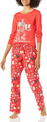 Amazon Essentials Disney | Marvel | Star Wars Set da Notte Pigiama in Flanella Donna, Star Wars Holiday - Womens, XXL