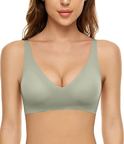 CheChury Soutien Gorge sans Armature Push Up Brassière Femme Sport Confortable Soutien-Gorge pour Quotidien Yoga - Vert - Taille XXL
