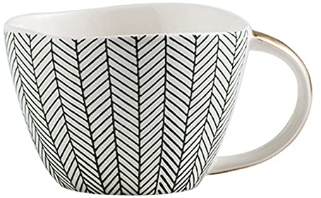 Breakfast Cup Cereal Bowls with Handle, Coffee Mug Ceramic Water Cup Salad Bowls Ewer Teacup High Capacity 380ML,C