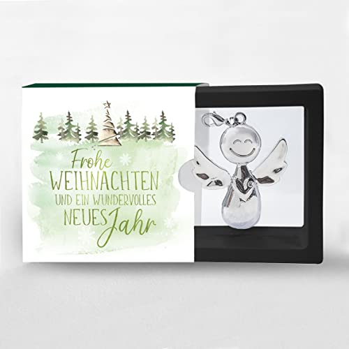 KE AV Geldgeschenk-Bilderrahmen, aufklappbar, mit Engel Anhänger in Grün, für Weihnachten - Rahmen mit Motiv