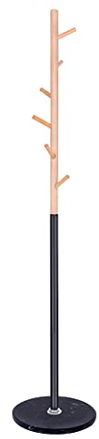 SPRINGOS Kleiderständer Marmor Baum-Optik 180 cm mit 6 Haken Jackenständer stabiler moderner Mantelständer für Diele (180 cm, Natural - Schwarz)