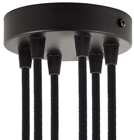 creative cables - Kit zylindrischer Metall-Lampenbaldachin mit 6 Löchern - Konisch, Schwarz