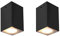 FUDESY 2Pcs Surface Mounted Downlight, GU10 Waterproof Modern Ceiling Spotlights Indoor Outdoor, Matte Black Square Ceiling Wall Spot Light for Hallway, Kitchen, Bedroom, Living Room