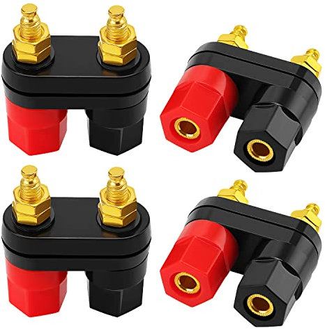 KUOQIY 4 Pièces 2 Voies Prise Double borne de Liaison, Borne de Liaison de Haut-Parleur Amplificateur de Puissance Prise Banane, pour Borne d'amplificateur de Haut-Parleur