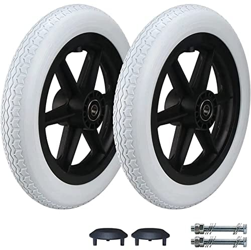 NLAVW Conjunto de Ruedas traseras para Silla de Ruedas de 12 Pulgadas, 12 1/2 x 2 1/4, 2PCRuedas de Repuesto, neumático sólido Gris, Accesorios de Rueda Trasera