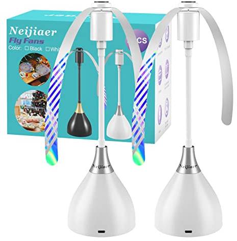 Neijiaer Repellente Zanzare, 2PCS Ventilatore Portatile Repellente per Zanzare con Interruttore USB, Ventilatore Anti-insetti con Batteria, Pieghevole e Appeso, All'aperto, Picnic, Cucina (Bianco)