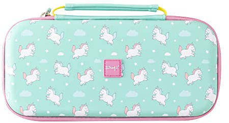 Mr Wonderful Wondee Custodia per Nintendo Switch, Switch Oled e Lite a forma di Unicorno con chiusura lampo, protezione interna per lo schermo e spazio per conservare 10 giochi