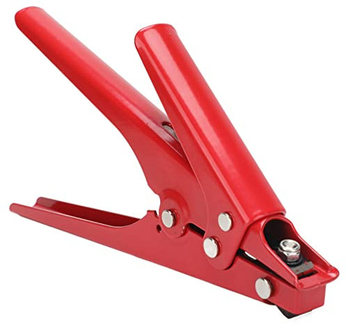 Pistola per Fascette, Pinza di Serraggio con Tensione Regolabile per il Fissaggio e il Taglio di Fascette in Nylon, Lavori Elettrici, Edilizia (Rosso)