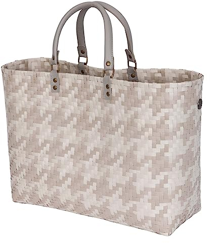 [A] Mayfair Grand Shopper Pale Grey with Champagne Pattern Size L with Short PU Handles