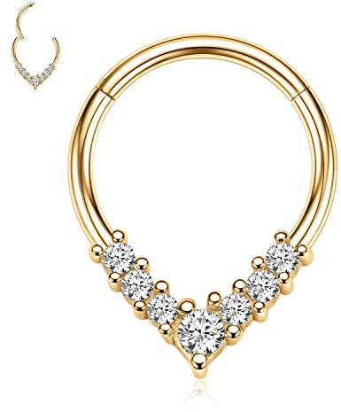 AROWRO Septum Ring 16G Daith Piercing Conch Smiley Orbital Schmuck Gold Nasen Ringe 8mm Clicker Hoops Knorpel Ohrringe