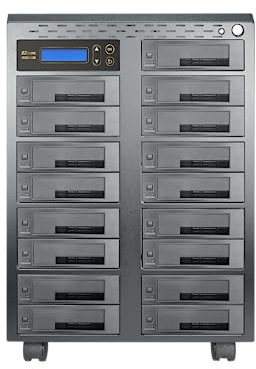 EZ DUPE 1 to 16 HDD SSD Duplicator - Standalone 300MB/s Hard Drive Copier - SATA 2.5 & 3.5 HDD Cloner and DoD Compliant Eraser (HD Leopardo)
