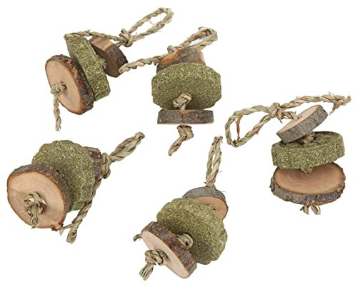 HOHXFYP Jouet à Mâcher Lapin, 5 Pièces Brochettes De Gâteau D'Herbe, Jouets De Lapin Sûrs Et Sains, Ensemble De Jouets De Gâteau De Lapin D'Herbe De Lapin Pour Piggy