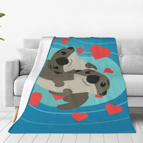 ASEELO 102 x 76 cm Decke niedliche Otter Fleece Decke Sofa Überwurf für Bett und Couch Reisen