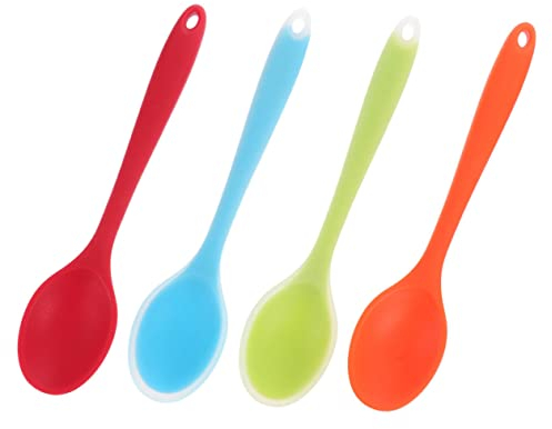 GOOHOCHY 4piezas Cucharas De Silicona Portátiles Para Mezclar y Cocinar Antiadherentes Para Cocina y Servir Arroz