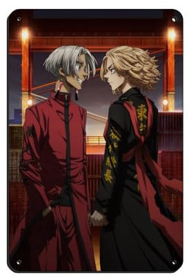 KOURT Tokyo Revengers Tenjiku Hen Anime Blechschild, Vintage-Stil, Metall, Pub, Club, Café, Bar, Zuhause, Wandkunst, Dekoration, Poster, Retro, 20 x 30 cm