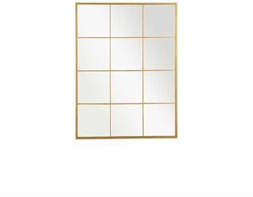 GIFTDECOR Espejo Ventana Pared, Dorado, Metalico, Estilo Industrial, diseño Moderno, para Salón, Dormitorio, recibidor, Distribuidor. 120x90