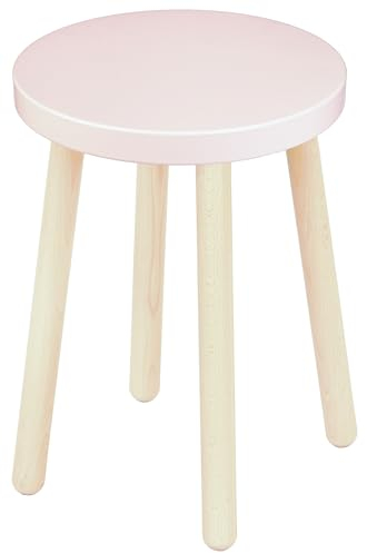 Spec-Wood Hocker Holz - Barhocker Holz - Kleiner Hocker - Küchenhocker - Blumenständer Holz - Couchtisch klein - Holz Deko - Pflanzenständer - Hocker Rund - Rosa/Buche Natur