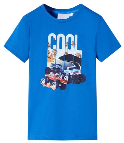Kinder T-Shirt Rundhalsausschnitt Kurzarmshirt Kindershirt Jungen Blau 140