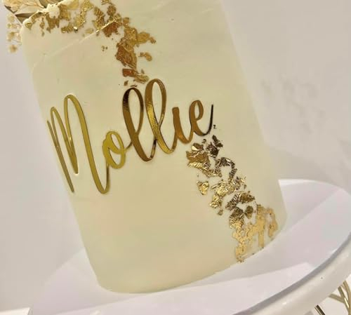 Personalised Name Cake Charm Cake Topper Theme Party Decor Mirror Gold Birthday