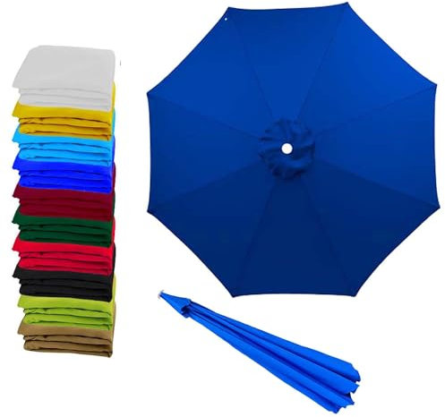 JLisefut Toile De Parasol De Rechange 6 Baleines 8 Baleines Housse De Parapluie en Polyester pour Jardin Terrasse Piscine Marché (auvent Uniquement) sans Armature(Bleu Foncé,3.0m/10FT-6Ribs)