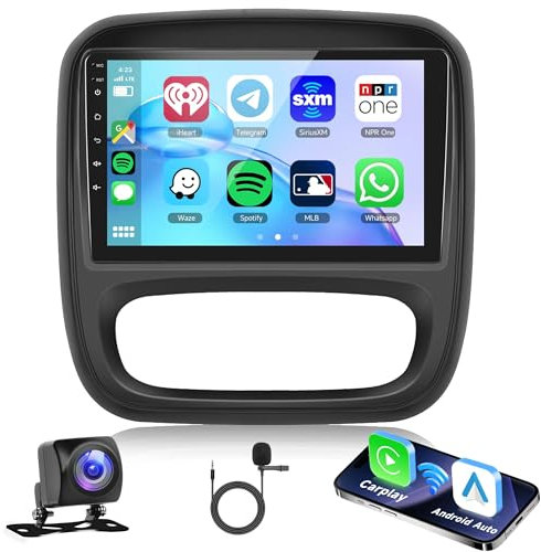 Android Car Stereo for Opel Vauxhall Vivaro Renault Trafic FIAT Talento Nissan NV300/VW30 with Wireless Carplay,Rimoody 9 Inch Touch Screen Car Radio with GPS Bluetooth FM RDS HIFI WiFi Backup Camera