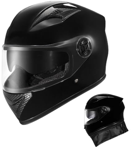 Motorradhelm Für Erwachsene, Integral Motorradhelm Modische, Winddichte Integralhelme Mit Doppelvisier, Beschlagfreie Warme Leichte Straßenfahrradhelme Für Moped-Cruiser