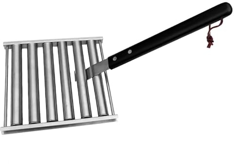 Hot-Dog-Grill-Roller,Hot-Dog-Roller-Grill,Hotdog-Rollgrill mit Holzgriff und 5 Kapazitäten - Hotdogs Roller, Edelstahl Hot Dog Roller für BBQ Grill, Mädchen, Holzkohle, Camping