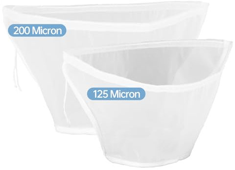 2PACK(1x200 Micron & 1x125 Micron) Bowl-shaped Nylon Nut Milk Bag, Cheese Cloths, Reusable Cheese Cloth Bag for Straining, Fine Mesh Food Strainer Bag for Almond Milk, Tea, Juice and Greek Yogurt