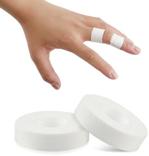 YUXIANLB Weiß Fingertape Stark, 2 Rollen Tape Sport Kinesiologie Tape Sporttape Fingertape Physio Tape Sporttape Weiß Tapes Fussball Sporttape Medizinisches Klebeband Fußtape für Klettern, 1.5cmX10m