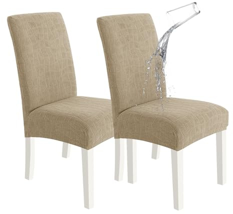 Ystyle Stretch Stuhlhussen 2er Set, Stuhlbezug Elastischer, Khaki | Stuhlbezug Elastischer Für Stühle Abnehmbarer, Stuhlbezüge Chair Cover Langlebig Universal, Für Bankett Deko Und Partys